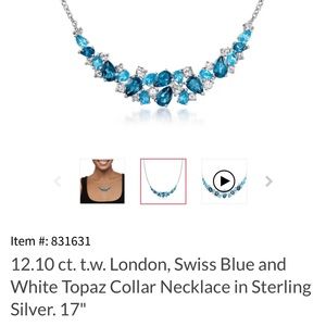 Blue and white topaz necklace